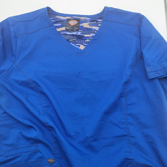 Dickies Women's XL Scrub Top Royal Blue Pockets Utility Loop Nurse Dr Tech Med - Picture 11 of 12